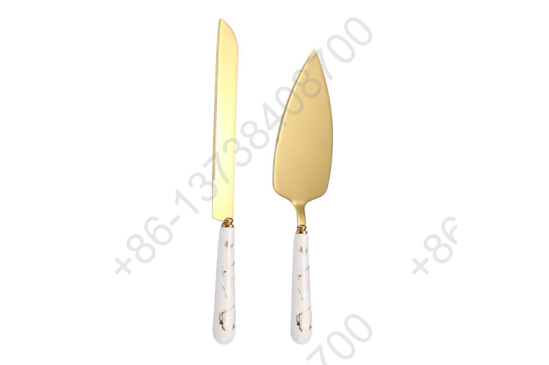 2Pcs Ceramic Handle Cake Knife Shovel And Pizza Shovel Butter Knife Cheese Set