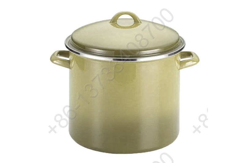 0.8mm Enamel High Stock Cookware Pot With Enamel Cover And Holly Handle