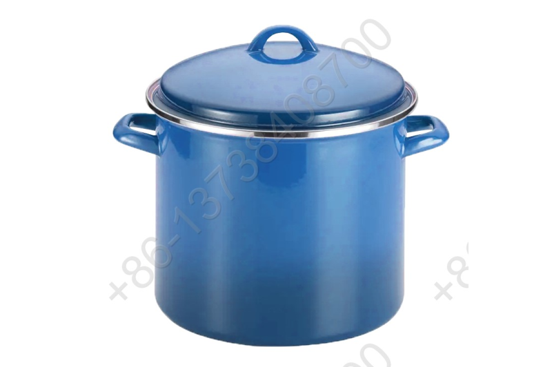 0.8mm Enamel High Stock Cookware Pot With Enamel Cover And Holly Handle