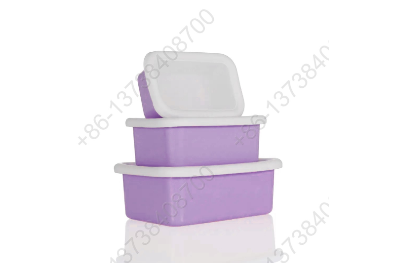 0.43L/0.9L/1.5L Enamel Storage Bowl Enamel Food Container Box with Lid Rectangular Shape