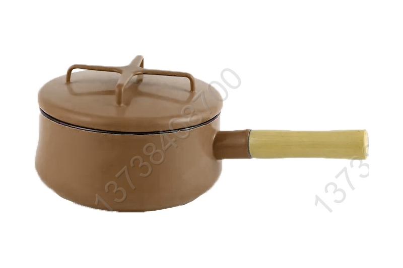 20cm European Style Colorful Enamel Coated Cookware Pot With Enamel Cover And Single Wooden Handles