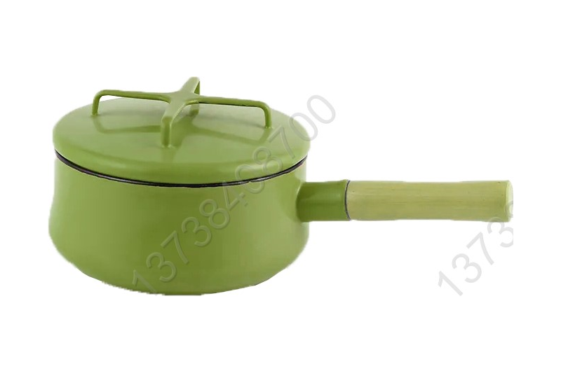 20cm European Style Colorful Enamel Coated Cookware Pot With Enamel Cover And Single Wooden Handles