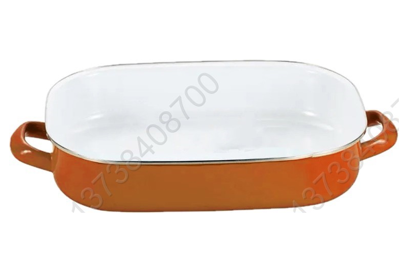 Colorful Enamel Coated Bakeware Enamel Baking Pan With Metal Handles