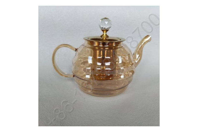 0.8L/1.0L/1.2L Luxury High Quality Tea Pot Gold Stainless Steel Filter And Lid Glass Handle Heat Resistant Glass Teapot