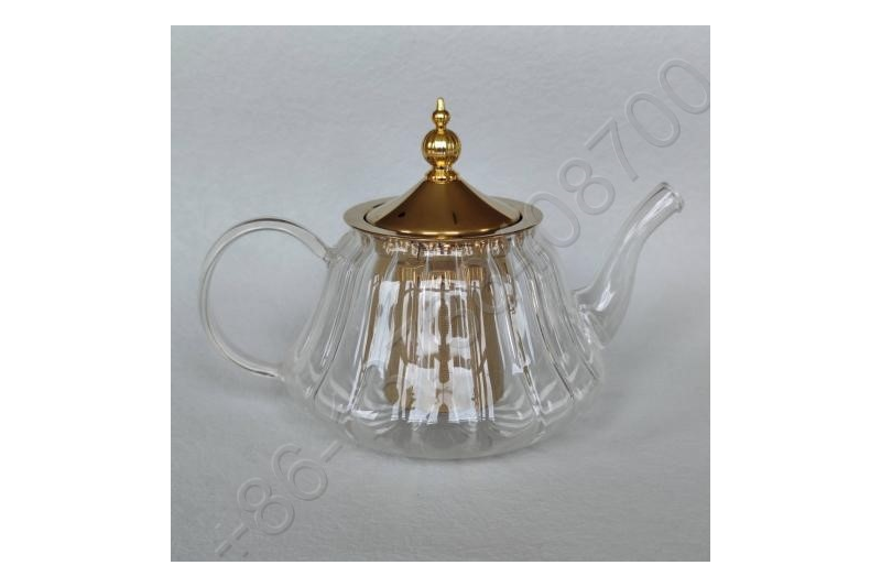 0.8L/1.0L/1.2L Luxury High Quality Tea Pot Gold Stainless Steel Filter And Lid Glass Handle Heat Resistant Glass Teapot