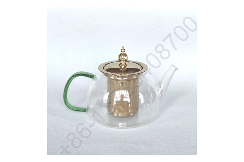 0.6L/0.8L/1.0L Luxury High Quality Tea Pot Gold Stainless Steel Filter And Lid Glass Handle Heat Resistant Glass Teapot