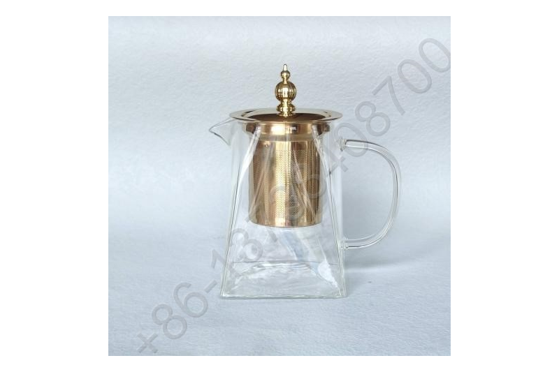 0.35L/0.55L/0.75L/0.95L Luxury High Quality Tea Pot Gold Stainless Steel Filter And Lid Glass Handle Heat Resistant Glass Teapot