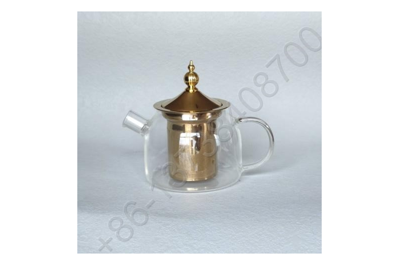 0.6L/0.8L/1.0L Luxury High Quality Tea Pot Gold Stainless Steel Filter And Lid Glass Handle Heat Resistant Glass Teapot