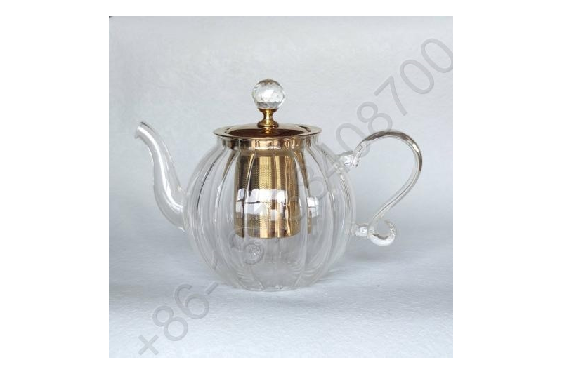 0.8L/1.0L/1.2L Luxury High Quality Tea Pot Gold Stainless Steel Filter And Lid Glass Handle Heat Resistant Glass Teapot