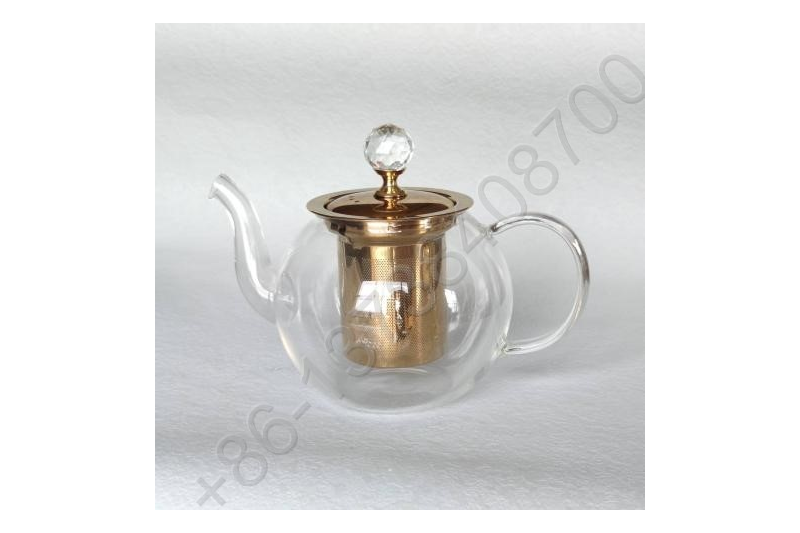 0.8L/1.0L/1.2L Luxury High Quality Tea Pot Gold Stainless Steel Filter And Lid Glass Handle Heat Resistant Glass Teapot