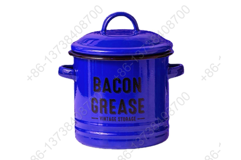 Enamel Bacon Grease Vintage Storage Container With Mesh Strainer Dedicated Pan Dripping Containers