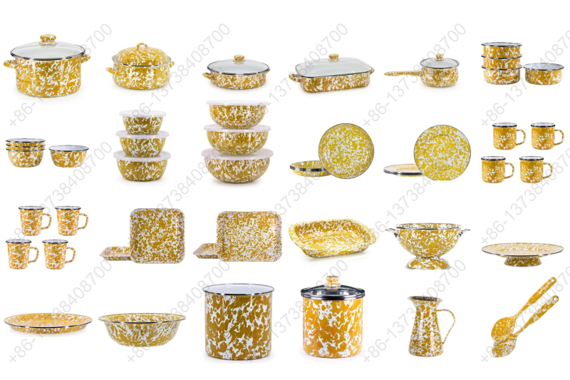 Enamel Pot Casserole Milk Pot Bowl Plate Mug Cup Fruit Bowl Round Tray Square Tray Candy Tray Basin Teapot Kettle Spoon