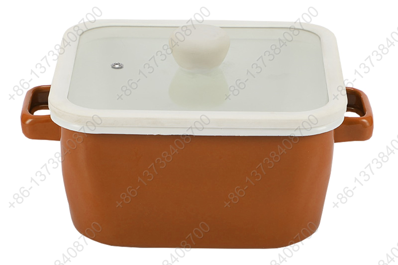 Hot Sale Square Shape Kitchen Cooking Pot Enamel Coating Cookware Square Pan With Glass Lid