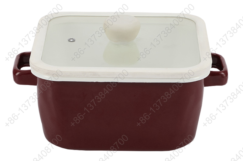 Hot Sale Square Shape Kitchen Cooking Pot Enamel Coating Cookware Square Pan With Glass Lid